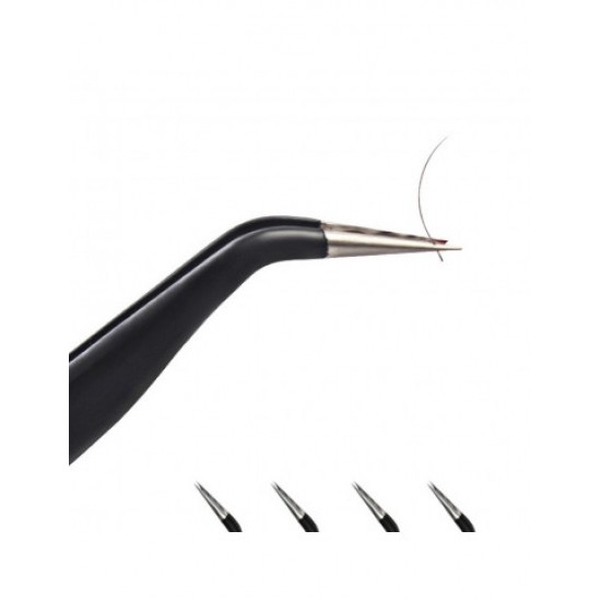Pinza curva para extensión de pestañas, para pedrería, negra Lidan H-15-6746-Ubeauty Decor-Decoración y diseño de uñas