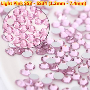 Rhinestones for nails Light Pink Crystal Mix, SS3-SS8, stones, decor, pink, glass, no hot fix, glue, mix