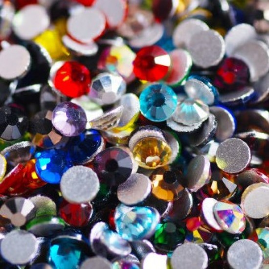 Cristais Swarovski, coloridos, pedra, vidro, cristal, multicoloridos, SS3-SS12, tamanhos mistos, 11 gramas-6740-Ubeauty Decor-Design e decoração de unhas