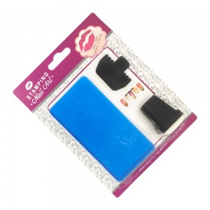 Nail Art stempelset met zwarte stempel en plastic sjabloon 12*6 cm., MIS060