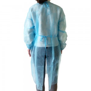  Pack of disposable dressing gowns with strings BLUE 10 pcs.