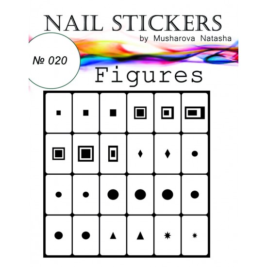 Stencils voor nagels Cijfers-tagore_Фигуры №020-TAGORE-Airbrush voor nagels Nail Art