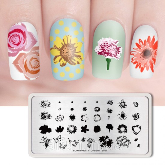 Stamping plates Born Pretty Stencils Overprint L-001, 63826, Stamping Born Pretty,  Health and beauty. All for beauty salons,All for a manicure ,Decor and nail design, buy with worldwide shipping
