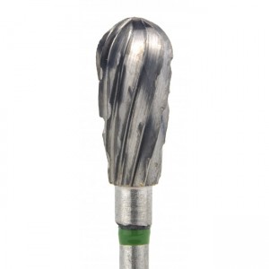 Carbide cutter Reverse cone, notch Large, green, Callus treatment, Gel polish removal