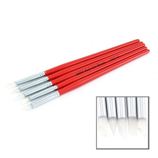Brush set 5pcs silicone red handle, 58965, Nails,  Health and beauty. All for beauty salons,All for a manicure ,Nails, buy with worldwide shipping