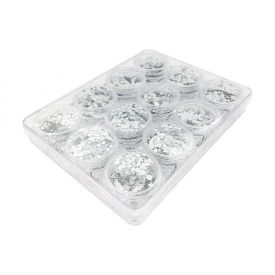 Conjunto de glitter prata 12 peças MIS150-18939-Китай-Decoração e design de unhas