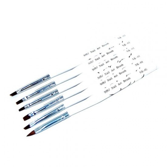 Set van 6 penselen voor Chinese schilderkunst (witte korte steel)-59047-China-Penselen
