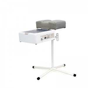 A set of a powerful portable dust collector Teri 800 M and a footrest with a gray top,a pedicure kit,a universal hood,a mount for a stand,a waterproof filter