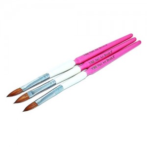  Set de 3 pinceaux pour acrylique n°8 (manche blanc-rose)