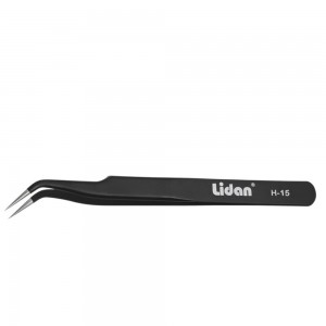 CURVED black tweezer for eyelash Lidan Model H-15,LAK045