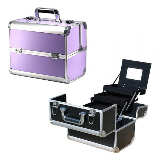 Suitcase-case aluminum 740C purple matte with mirror, 61158, Suitcases master, nail bags, cosmetic bags,  Health and beauty. All for beauty salons,Cases and suitcases ,Suitcases master, nail bags, cosmetic bags, buy with worldwide shipping