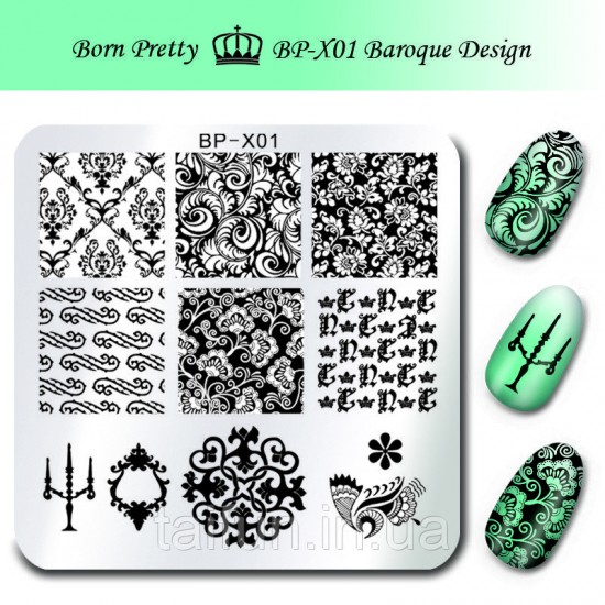 Stem plate Born Pretty Floral Design BP-X01, 63768, Stamping Born Pretty,  Health and beauty. All for beauty salons,All for a manicure ,Decor and nail design, buy with worldwide shipping