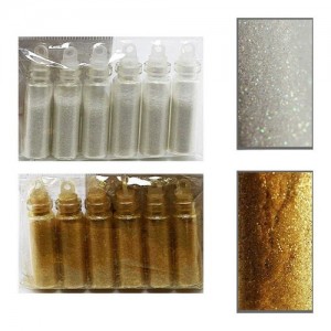  Decor set 6 pcs in a bottle (pigment gold/silver)