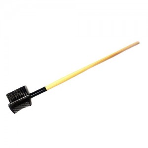  Brosse + peigne pour sourcils/cils (manche long en bois)