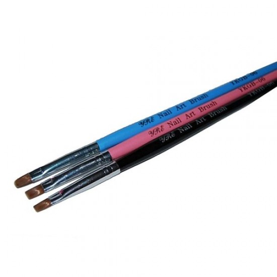Пензель для гелю рожева ручка прямий ворс №6-59151-China-Щітки, пилки, АФС