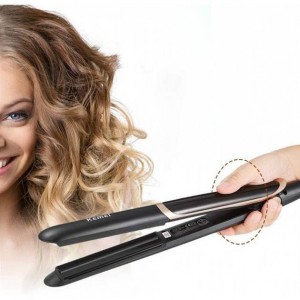 Plancha profesional KM-2219, plancha de pelo, para todo tipo de cabello, con calentamiento rápido, tecnología termostática