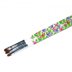  Gelpenseel wit handvat met bloemen halfronde haren №8