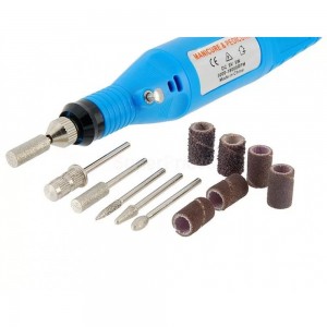 Mango de minifresa para manicura y pedicura de hardware, azul, 20.000 rpm