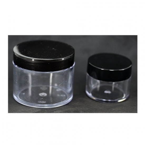 Transparent jar 40-45g black lid, 57478, Containers, shelves, stands,  Health and beauty. All for beauty salons,Furniture ,Stands and organizers, buy with worldwide shipping