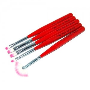  Set of 5 brushes for painting (red/brown handle)