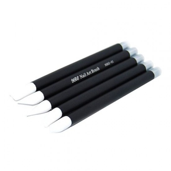 Brush set 5pcs silicone black handle, 58959, Nails,  Health and beauty. All for beauty salons,All for a manicure ,Nails, buy with worldwide shipping