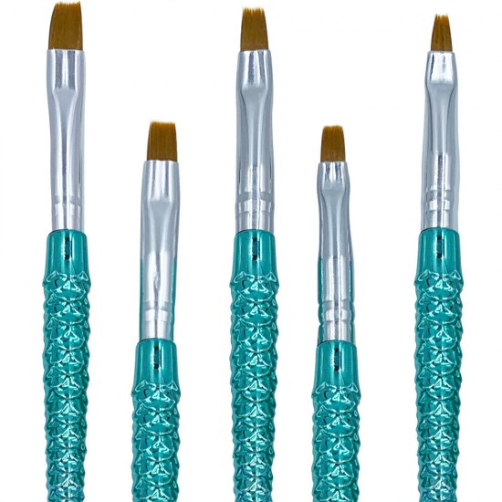 Set of straight brushes for gel MERMAID TAIL 5 pcs. -(4851)-18988-China-Brushes, saws, bafs