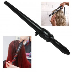 Rizador de cabello universal V&G cónico, para todo tipo de cabello, estilo perfecto, elegante diseño en negro, tapa segura