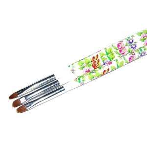  Gel brush white handle with flowers semicircular bristle №4