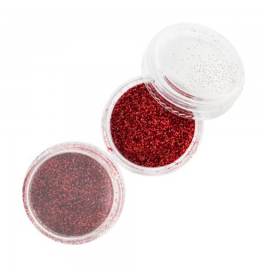  Glitter in a jar RED. Full to the brim, convenient for the master container. Factory packing. Particles 1/128 inch