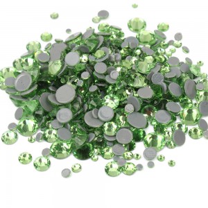  Light green Stones of different sizes S3-SS12 glass 1440 pieces