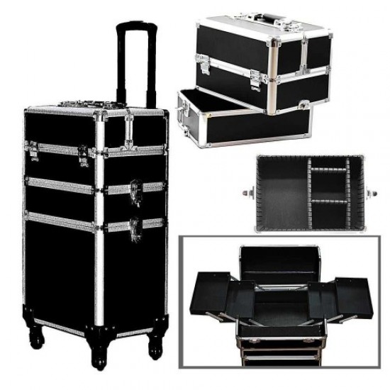Koffer voor cosmetica (zwart kunstleer/op wielen) RW 3562-60950-Trend-Masterkoffers, manicuretassen, make-uptassen