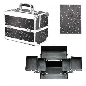 Suitcase aluminum 740 (black/flower stones)