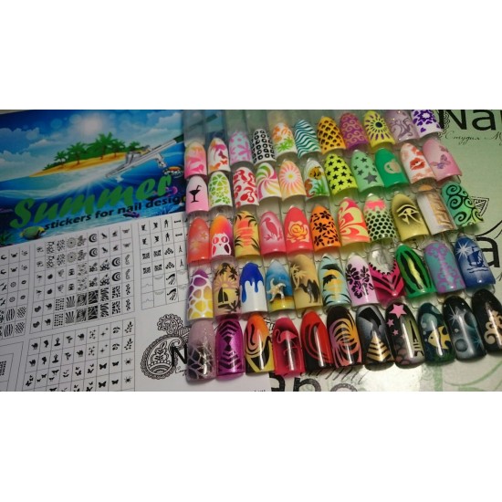 Stencil stickers para nail-art Verano-tagore_Summer-TAGORE-Aerógrafo para uñas Nail Art