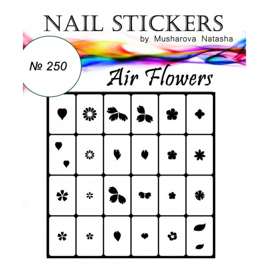 Трафареты для ногтей Воздушные цветы, tagore_Воздушные цветы №250, Трафареты для ногтей,  Аэрография для ногтей Nail Art,  купить в Украине