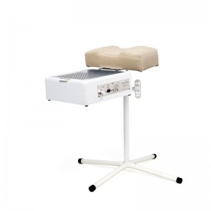 A set of a portable dust collector Teri 800 M and a footrest with a beige pillow,a pedicure stand, a powerful extractor hood, a branded HEPA filter Teri