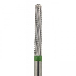 Carbide cutter Cylinder rounded, notch Large straight transverse, green, cutters for manicure, foot treatment