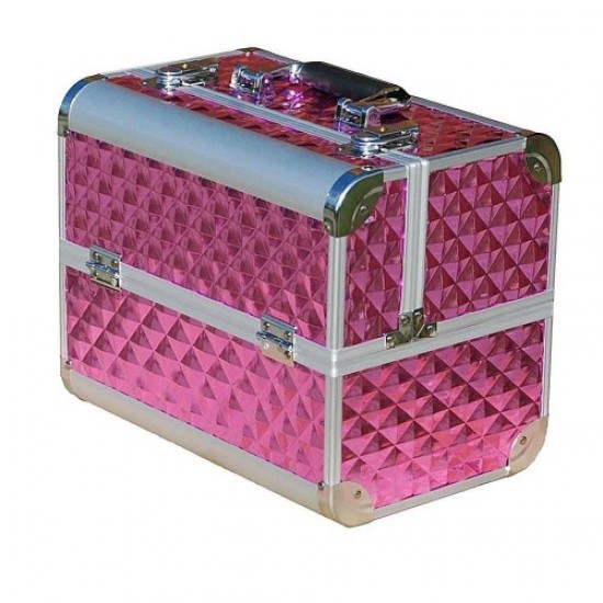 Koffer aluminium 740 roze (grote ruit)-61166-Trend-Koffers en koffers