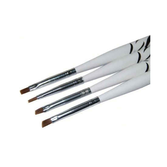 Set de pinceaux gel avec manches BLANC Zebra 4 pcs. B-7-19095-Партнер-Pinceaux, limes, polissoirs