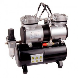 Compressor AS-196 voor airbrush tweecilinder met ontvanger, FENGDA