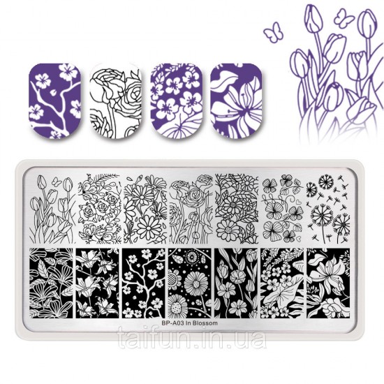 Stem plate Born Pretty BP-A03, 63899, Stamping Born Pretty,  Health and beauty. All for beauty salons,All for a manicure ,Decor and nail design, buy with worldwide shipping