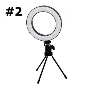  Mini ringlamp LM-06 op statief (#1-telescopisch statief/#2 niet-telescopische hoogte 32cm)