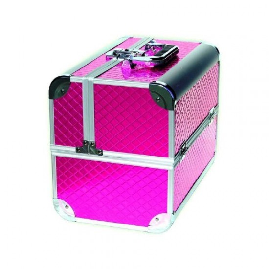 Koffer aluminium 740 roze (kleine ruit)-61165-Trend-Koffers en koffers