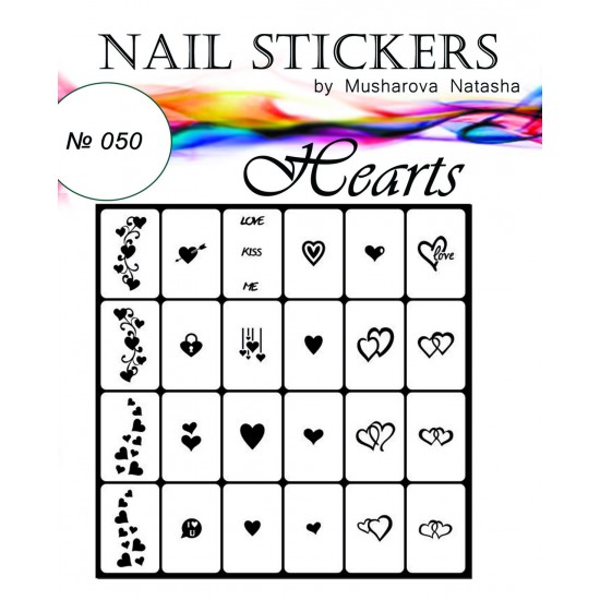 Heart stencils for nails-tagore_Сердца №050-TAGORE-Airbrush for nails Nail Art