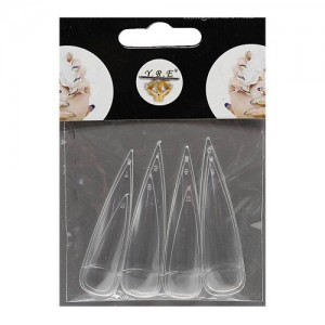  Stiletto tips transparent/matte/white (12 pieces/set)