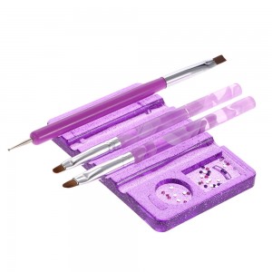  Flat acrylic stand for five brushes with a palette (Random color)