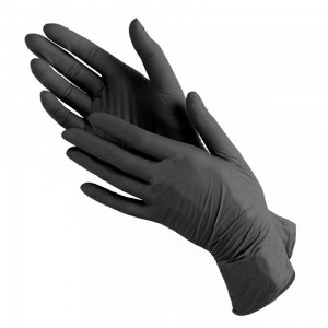 Повышенной прочности Нитриловые чёрные перчатки без пудры размер L 100 шт. ,MDC1187-D