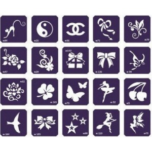 Set of stencils for bio-tattoo Mix 20 pcs.