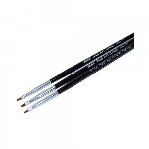 Набір пензлів для гелю з чорними ручками 3 шт,KOD120-NK-01