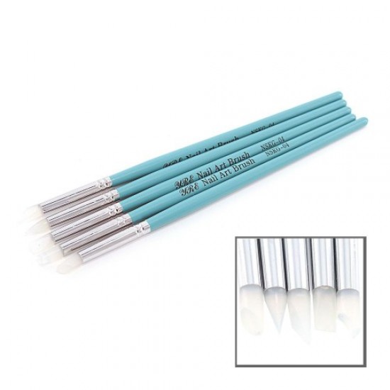 5pcs silicone blue pen brush set, 58967, Nails,  Health and beauty. All for beauty salons,All for a manicure ,Nails, buy with worldwide shipping