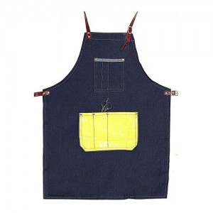  Denim apron with yellow pocket
